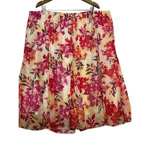 Floral Print Skirt Womens 2X Laura Scott Elastic colorful boho Floral